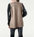 Designer-Lederimitatjacke taupe-schwarz