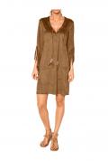 Designer-Lederimitatkleid camel