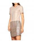 Designer-Lederimitatkleid sand-metallic