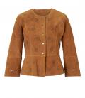 Designer-Lederjacke mit Cut-Outs cognac