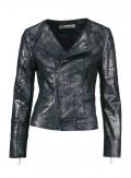 Designer-Lederjacke schwarz metallic