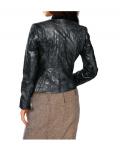Designer-Lederjacke schwarz metallic