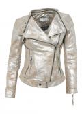 Designer-Lederjacke silber metallic