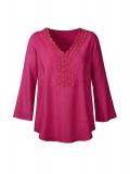 Designer-Leinen-Bluse mit Spitze pink