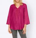 Designer-Leinen-Bluse mit Spitze pink