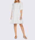 Designer-Leinen-Kleid  A-Silhouette weiß