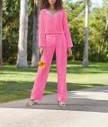 Designer-Leinenhose im Casual-Look himbeere