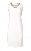 Designer-Leinenkleid mit Perlen weiß