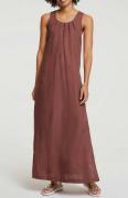Designer-Leinenkleid rotbraun