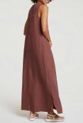 Designer-Leinenkleid rotbraun