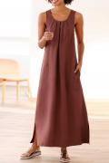 Designer-Leinenkleid rotbraun