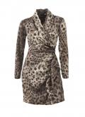 Designer-Leomuster-Satinkleid taupe