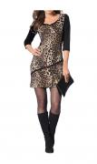 Designer-Leomusterkleid schwarz-leo