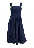 Designer-Lochstickerei-Kleid marine
