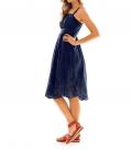 Designer-Lochstickerei-Kleid marine