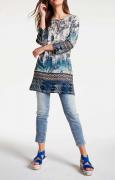Designer-Long-Druckshirt blau-bunt