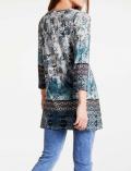 Designer-Long-Druckshirt blau-bunt