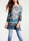 Designer-Long-Druckshirt blau-bunt