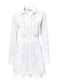 Designer-Longbluse mit Spitze weiß