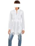 Designer-Longbluse mit Spitze weiß