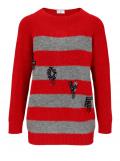 Designer-Longpullover rot-grau