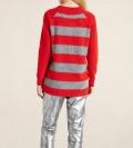 Designer-Longpullover rot-grau