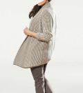Designer-Longstrickjacke taupe-weiß