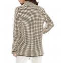 Designer-Longstrickjacke taupe-weiß