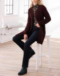 Designer-Longstrickjacke weinrot