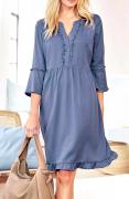 Designer-Lyocell-Kleid mit Rüschen taubenblau