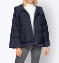 Designer-Materialmix-Steppjacke marine