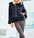 Designer-Materialmix-Steppjacke marine