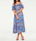 Designer-Maxikleid blau-bunt
