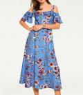 Designer-Maxikleid blau-bunt