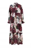 Designer-Maxikleid dunkelrot-ecru-bedruckt