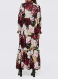 Designer-Maxikleid dunkelrot-ecru-bedruckt