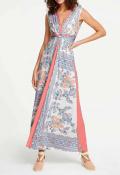 Designer-Maxikleid ecru-bunt