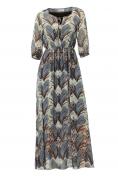 Designer-Maxikleid rauchblau-bunt