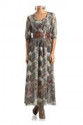 Designer-Maxikleid rauchblau-bunt