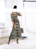 Designer-Maxikleid rauchblau-bunt
