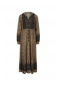 Designer-Maxikleid schwarz-camel