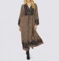 Designer-Maxikleid schwarz-camel