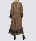 Designer-Maxikleid schwarz-camel