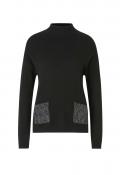 Designer-Merino-Rollkragen-Pullover schwarz