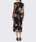 Designer-Mesh-Druckkleid schwarz-rosenquarz
