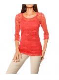 Designer-Netzshirt + Top koralle