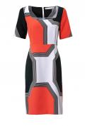Designer-Optimizer-Druckkleid koralle-schwarz