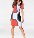 Designer-Optimizer-Druckkleid koralle-schwarz