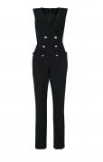 Designer-Overall mit Zierknöpfen schwarz