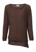 Designer-Paillettenpullover cognac